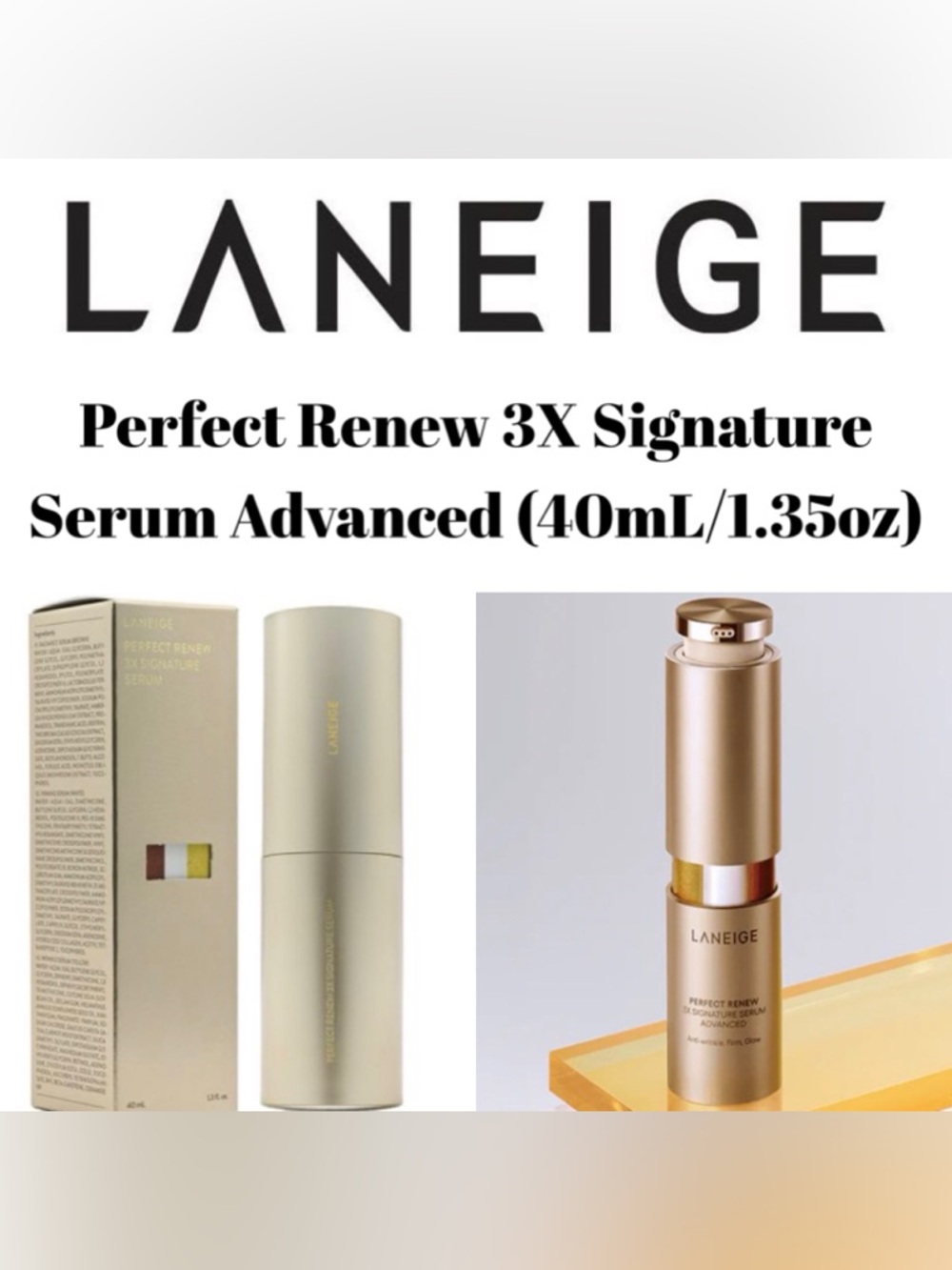 Laneige - Perfect Renew 3X Signature Serum Advanced for Women (Full Size - NEW)